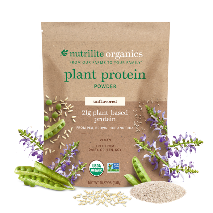 Amway Nutrilite Organics Unflavored Plant Protein Powder | 21 g Protein Per Serving | Organic Plant Protein Blend | Unflavored Protein Powder | Pea Rice Pumpkin Seed Protein | Plant-Based Powder | USDA Organic | Nutrilite Organics | Protein Powder Mix
