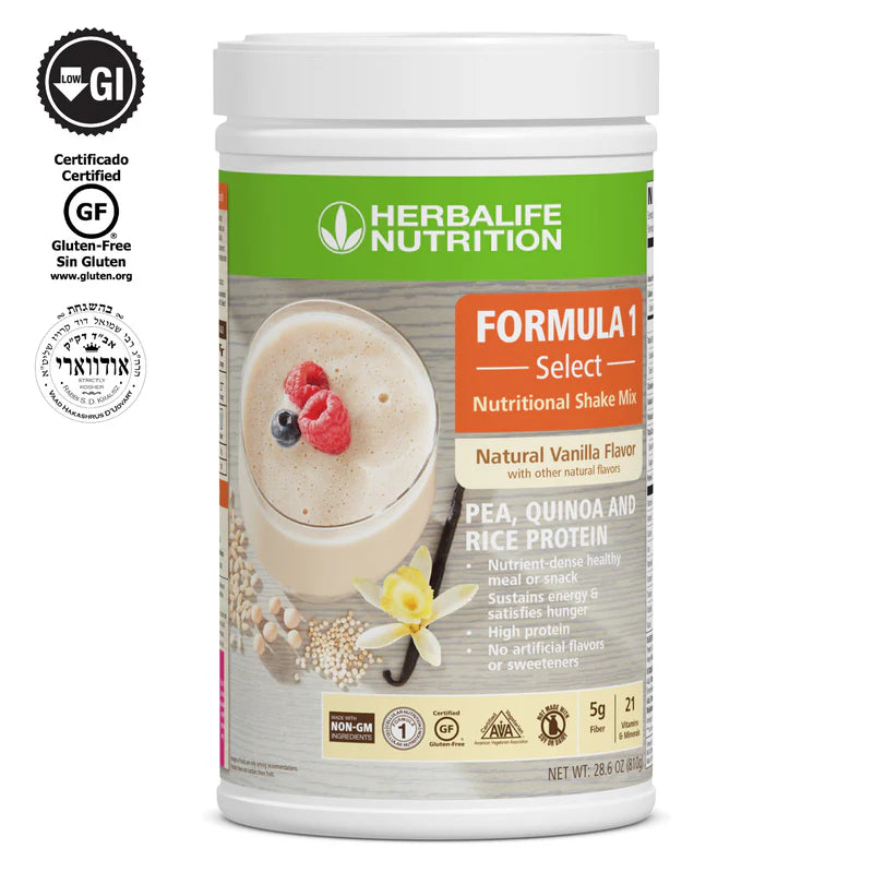 Formula 1 Select – Natural Vanilla | Plant-Based Meal Replacement Shake with Pea, Quinoa & Rice Protein | Non-GMO, Gluten-Free, Low-GI
