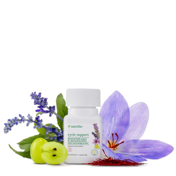 Amway Nutrilite Cycle Support Capsules | Chasteberry Saffron Grape Seed Extract | Plant-Based Formula with Botanical Ingredients | Vegetarian Gluten Free Soy Free Dairy Free Non-GMO | 30 Capsules | Nutrilite Cycle Support for Adults | Original Formula Plu
