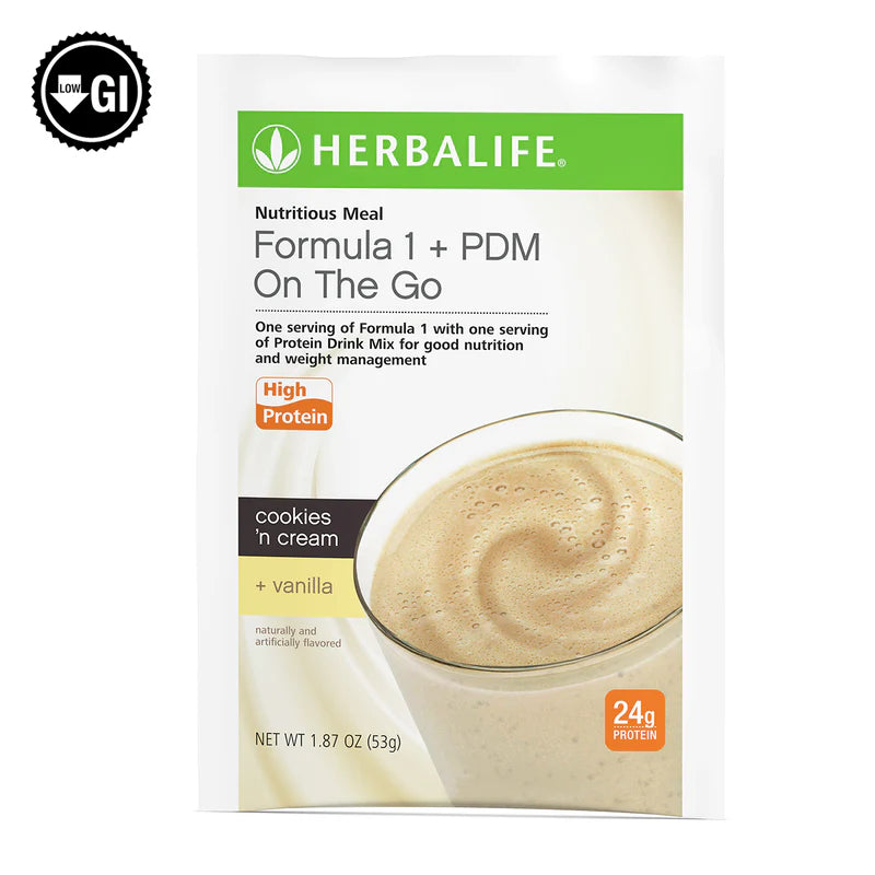 Formula 1 + PDM On The Go – High-Protein Meal Pack with 24g Protein, 7 Convenient Ready-to-Mix Packets