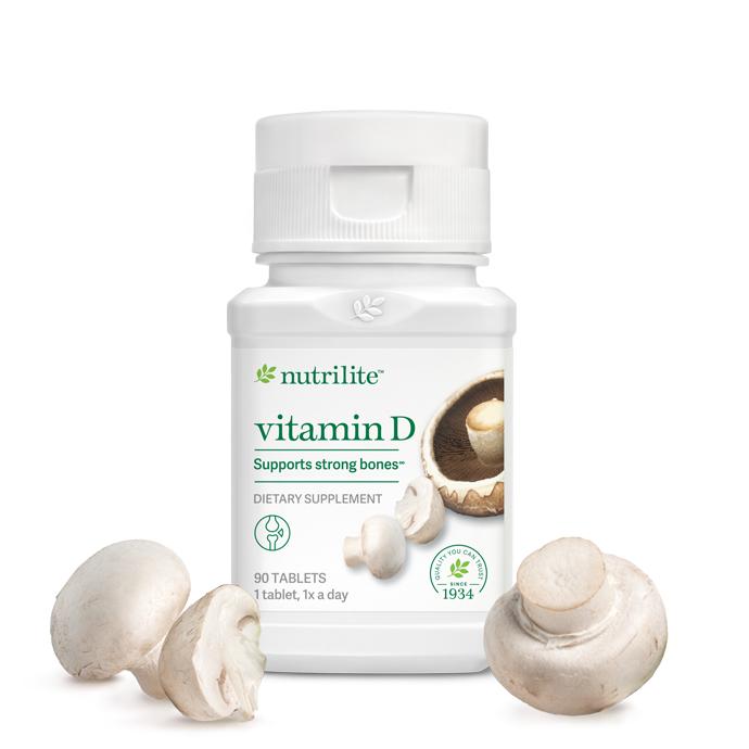 Amway Nutrilite Vitamin D 90 Tablets | Mushroom-Based Vitamin D with Vitamin K2 | Vitamin D Tablets | Mushroom Ingredients |