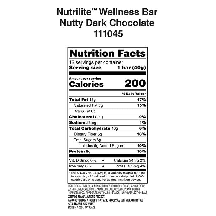 Nutrilite Wellness Bars Nutty Dark Chocolate, 12 Bars, Protein Snack Bar, Nuts & Dark Chocolate, Daily Nutrition, Wellness Sn