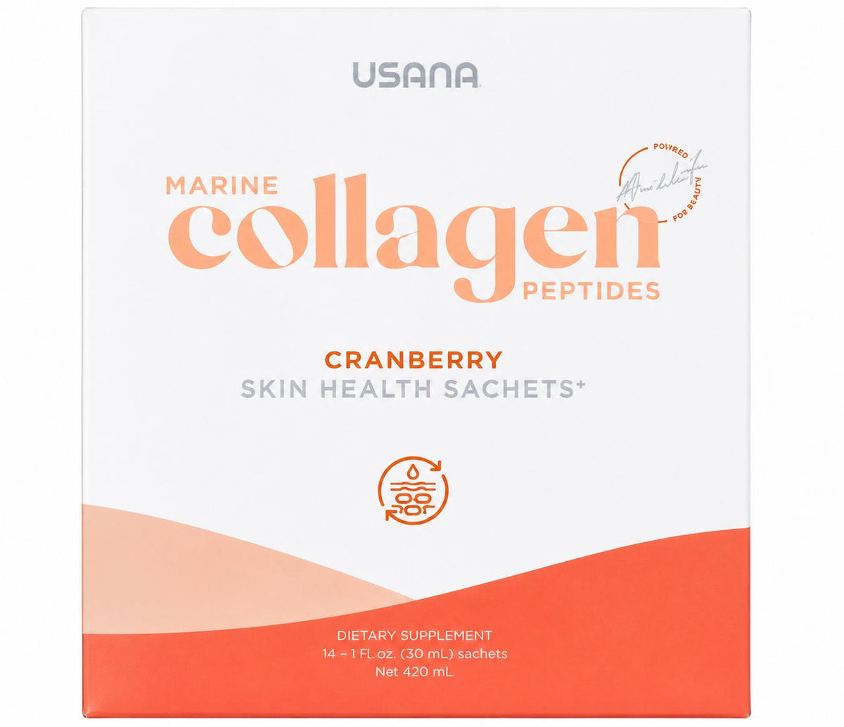 USANA Marine Collagen Peptides, Ready-to-Drink Marine Collagen Sachets, Cranberry Flavor, Marine Collagen Drink, Cranberry Collagen Sachets, USANA Collagen Peptides, Ready-to-Drink Sachets, Cranberry Drink Mixes, Collagen Sachets, Cranberry Collagen Drink