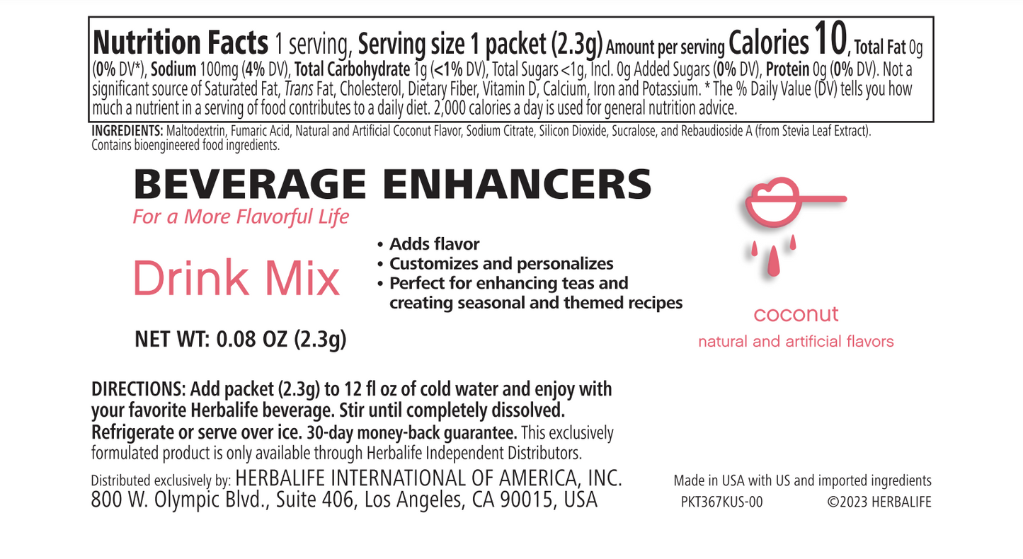 Beverage Enhancers Drink Mix – Cherry (30 Packets) | Bold, Fruity Flavor Boost for Teas & Beverages