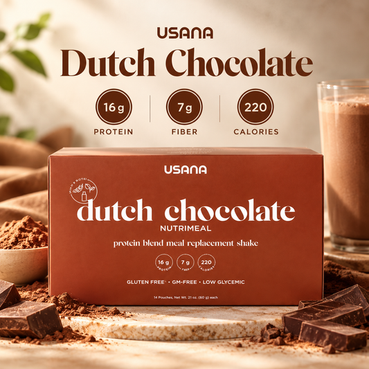 USANA Nutrimeal Protein Nutrition Drink Dutch Chocolate | Protein Fiber Supplement Essential Nutrients Daily Wellness Cellular Nutrition Daily Nutrition Nutritional Wellness Dietary Supplement Vanilla Chocolate Strawberry Mix