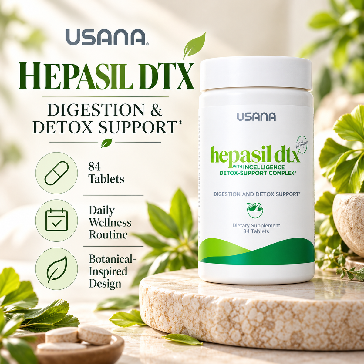 USANA Hepasil DTX | Daily Nutrient & Antioxidant Support Supplement | Milk Thistle Extract | Herbal Botanical Formula | USANA Hepasil | 60 Capsules | Plant Extracts | Nutrient Formula | Original USANA Product | Capsule Formula for Adults | Natural Formula