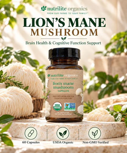 Amway Nutrilite Organics Lion’s Mane Mushroom Capsules 60 Capsules – Organic Mushroom Supplement with Lion’s Mane, Maitake Mushroom & Rosemary Extract – Vegetarian Gluten Free Soy Free Dairy Free Non-GMO – Premium Mushroom Capsules Natural Plant Extracts