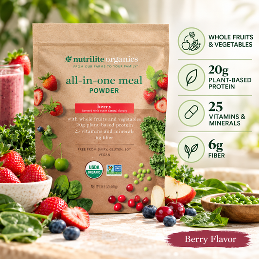 Amway Nutrilite Organics Plant-Based Shake Berry | 20 g Protein Fiber Vitamins | Organic Plant Ingredients | 15 Servings | Berry Flavor | Nutritional Shake Mix | Gluten Free | Soy Free | Dairy Free | Daily Nutrition | Everyday Nutrition Product for Adults