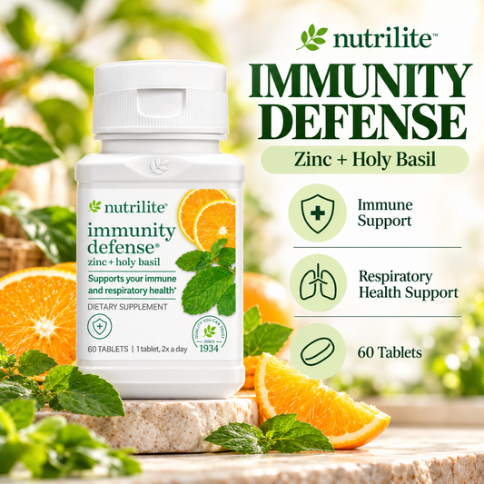 Amway Nutrilite Immunity Defense Zinc + Holy Basil 60 Tablets | Zinc with Holy Basil & Orange Bioflavonoids | Plant-Based Formula | Zinc Tablets | Holy Basil Extract | 60 Tablets | Nutrilite Zinc Formula Botanical Ingredients | Original Formula for Adults