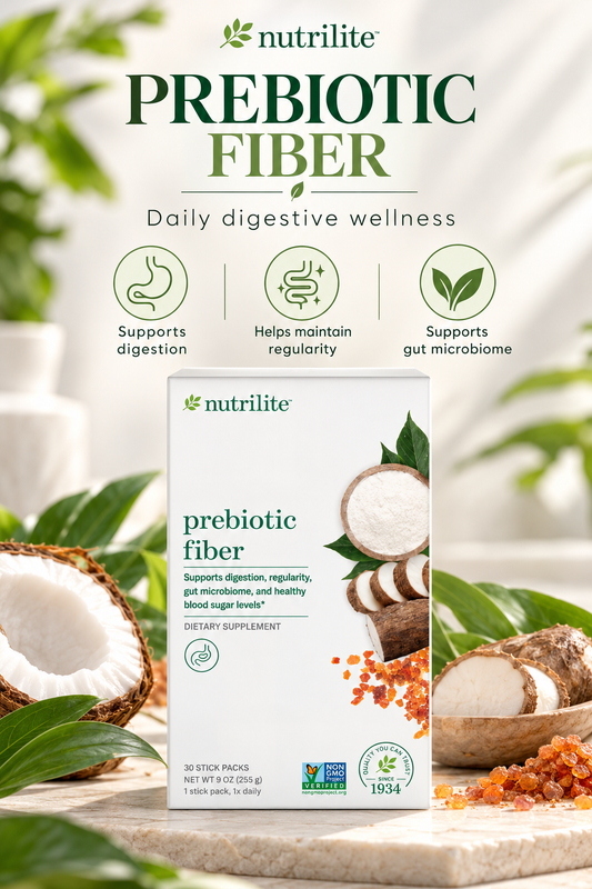 Amway Nutrilite Prebiotic Fiber | Soluble Plant-Based Fiber | 30 Stick Packs | Inulin Fiber | Prebiotic Fiber Powder | Nutrilite Fiber | Plant-Based Fiber Formula | Fiber Stick Packs | 30 Packets | Soluble Fiber | Individual Sticks | Original Nutrilite