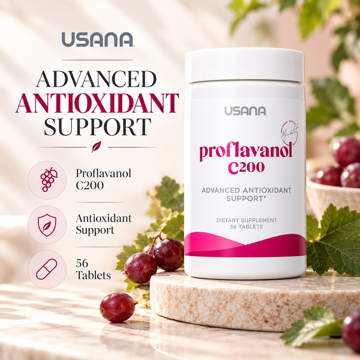 USANA Proflavanol C200 | Vitamin C Grape Seed Extract Antioxidant Supplement Essential Nutrients Daily Wellness Cellular Nutrition Daily Nutrition Dietary Supplement Nutritional Wellness Bioflavonoid Blend