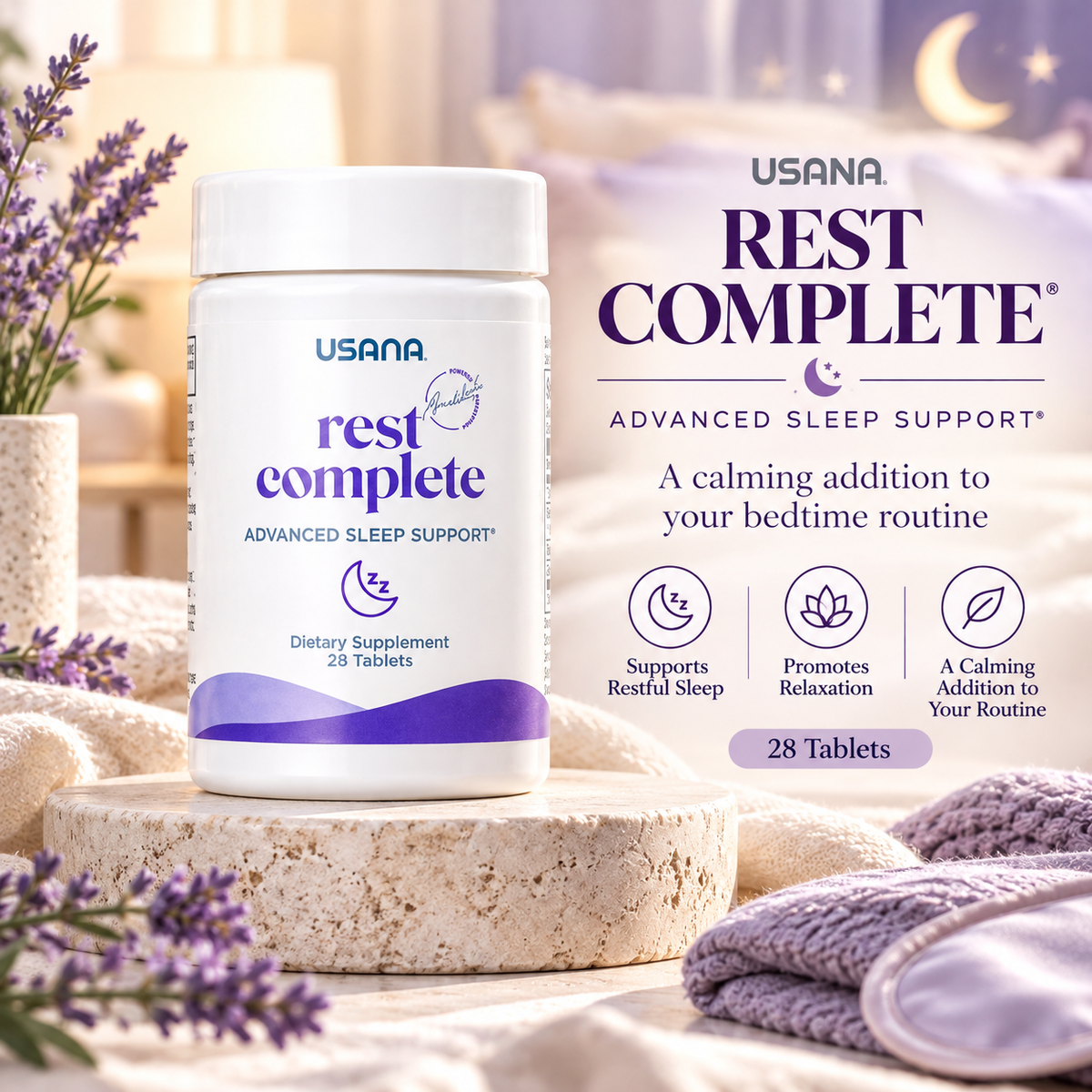 USANA Rest Complete | Advanced Sleep Support Formula | Nighttime Wellness Supplement | Melatonin & Botanical Ingredients | Rest Complete Capsules | USANA Sleep Formula | Nighttime Formula | 30 Capsules | Rest Complete | Botanical Formula | Original USANA