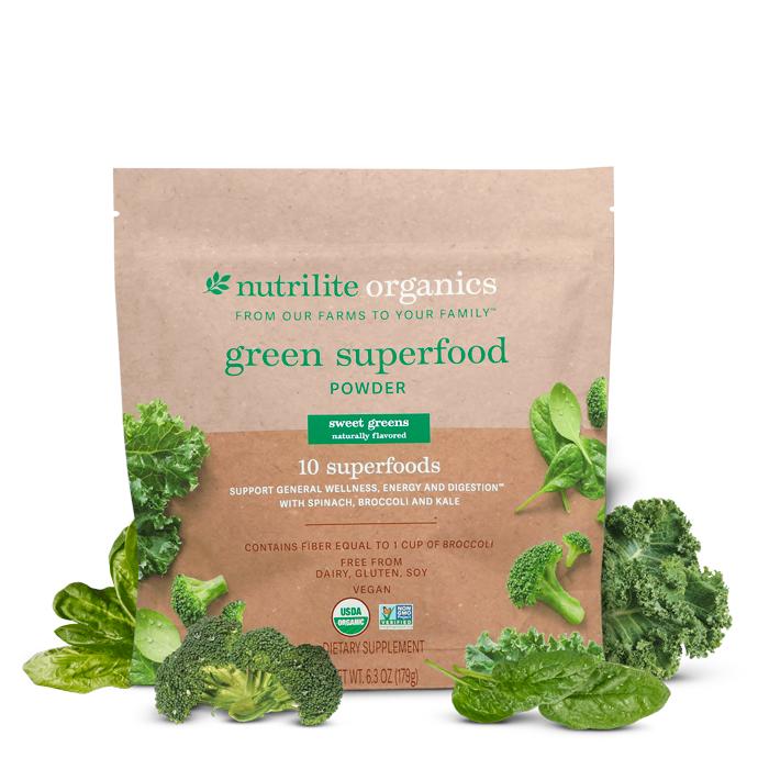 Amway Nutrilite Organics Green Superfood Powder 30 Servings | Organic Greens Powder | Plant-Based Ingredients | Green Vegetable Powder | 30 Servings | Nutrilite Organics | Green Superfood | Vegetable Ingredients | Organic Plant Ingredients | Powder Mix