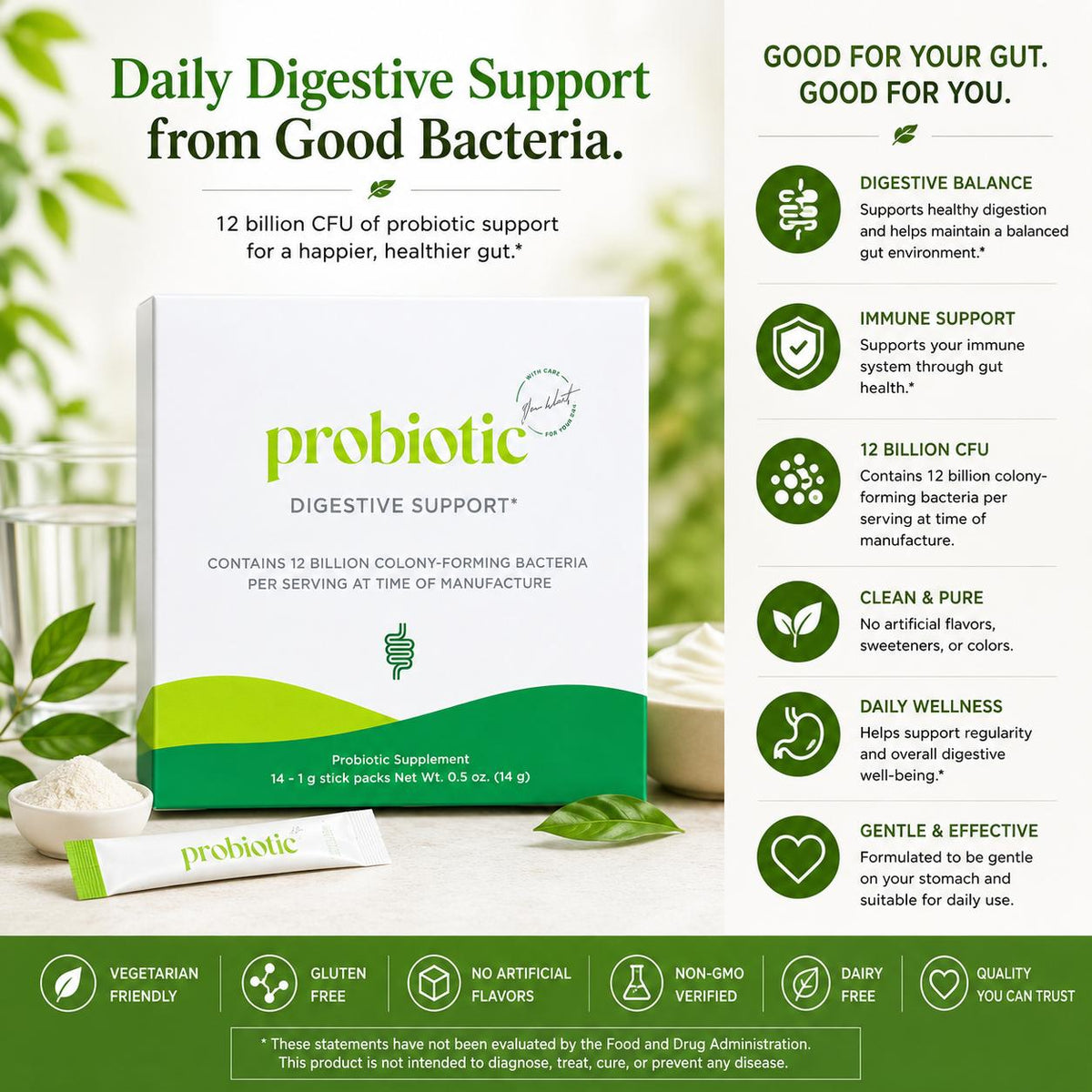USANA Probiotic | Daily Probiotic Supplement Shelf Stable Formula Essential Nutrients Daily Wellness Cellular Nutrition Daily