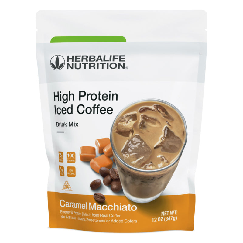 High Protein Iced Coffee – Caramel Macchiato Flavor