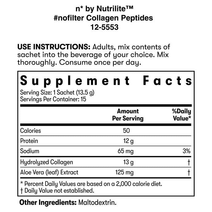 Amway n by Nutrilite No Filter Collagen Peptides Sachets 15 Pack | Collagen Peptides Powder | 15 Sachets | Collagen Drink Mix