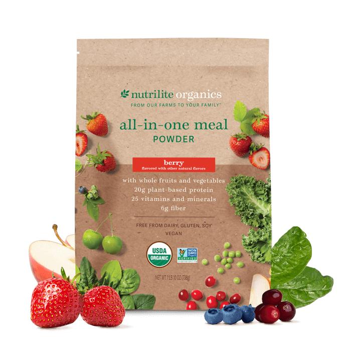 Amway Nutrilite Organics Plant-Based Shake Berry | 20 g Protein Fiber Vitamins | Organic Plant Ingredients | 15 Servings | Berry Flavor | Nutritional Shake Mix | Gluten Free | Soy Free | Dairy Free | Daily Nutrition | Everyday Nutrition Product for Adults