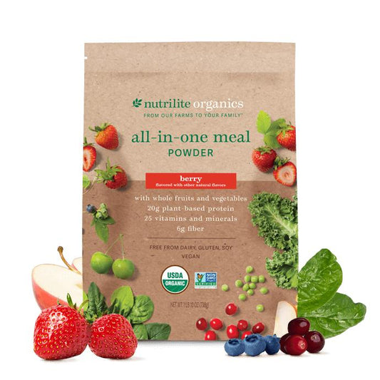 Amway Nutrilite Organics Plant-Based Shake Berry | 20 g Protein Fiber Vitamins | Organic Plant Ingredients | 15 Servings | Berry Flavor | Nutritional Shake Mix | Gluten Free | Soy Free | Dairy Free | Daily Nutrition | Everyday Nutrition Product for Adults