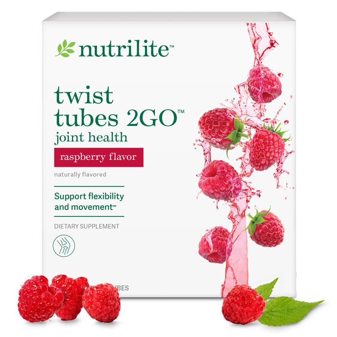 Amway Nutrilite Twist Tubes 2GO Raspberry Joint Support Drink Mix 20 Tubes | Glucosamine | Raspberry Flavor | Drink Mix | Water Enhancer | 20 Tubes | Individual Tubes | Nutrilite Twist Tubes | Raspberry Drink Mix | Original Formula for Adults
