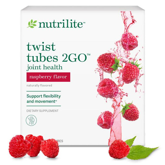Amway Nutrilite Twist Tubes 2GO Raspberry Joint Support Drink Mix 20 Tubes | Glucosamine | Raspberry Flavor | Drink Mix | Water Enhancer | 20 Tubes | Individual Tubes | Nutrilite Twist Tubes | Raspberry Drink Mix | Original Formula for Adults