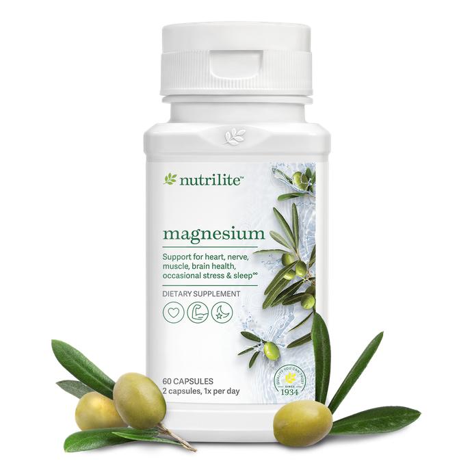 Amway Nutrilite Magnesium Capsules 60 Count Marine Magnesium | Magnesium Glycinate & Magnesium Citrate | High Absorption Magnesium Capsules | Vegetarian Gluten Free Soy Free Dairy Free | Magnesium Nutrient Formula | Nutrilite Magnesium