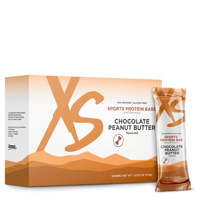 Amway XS Sports Protein Bars Chocolate Peanut Butter | 20 g Protein | 12 Bars | Chocolate Peanut Butter Flavor | Protein Snack Bar | Peanut Butter Bar | Chocolate Bar | XS Sports | Protein Bar | 12 Count | Ready-to-Eat Bars | Individual Bars | Original XS