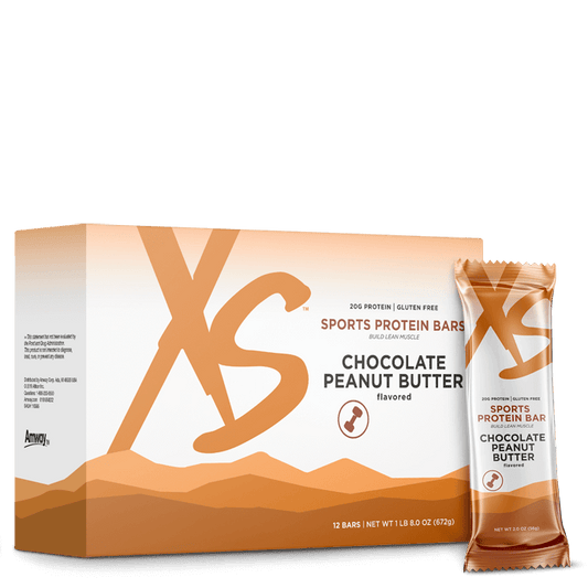Amway XS Sports Protein Bars Chocolate Peanut Butter | 20 g Protein | 12 Bars | Chocolate Peanut Butter Flavor | Protein Snack Bar | Peanut Butter Bar | Chocolate Bar | XS Sports | Protein Bar | 12 Count | Ready-to-Eat Bars | Individual Bars | Original XS