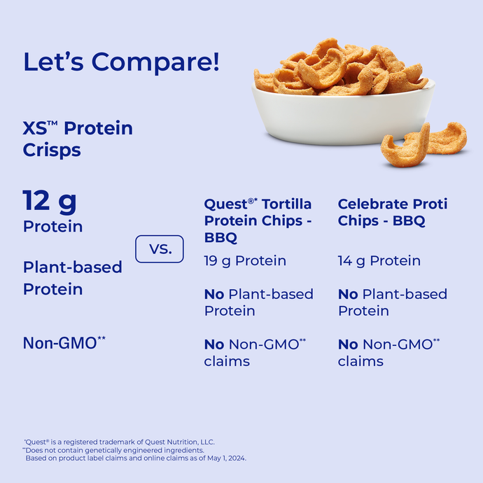 Amway XS Protein Crisps Barbeque | 12 g Pea Protein | Barbeque Flavor | 12 Bags | Pea Protein Crisps | Protein Snack Crisps | Crunch Snack | XS Protein | 12 Count | Barbeque Snack | Pea Protein Snack | Original XS Product | Ready-to-Eat | Savory Snack New