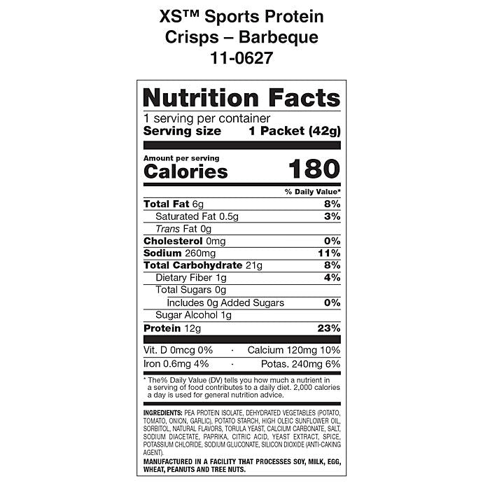 Amway XS Protein Crisps Barbeque | 12 g Pea Protein | Barbeque Flavor | 12 Bags | Pea Protein Crisps | Protein Snack Crisps | Crunch Snack | XS Protein | 12 Count | Barbeque Snack | Pea Protein Snack | Original XS Product | Ready-to-Eat | Savory Snack New