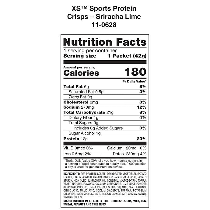Amway XS Protein Crisps Sriracha Lime | 12 Bags | 12 g Pea Protein Per Serving | Pea Protein Crisps | Sriracha Lime Flavor | Protein Snack Crisps | Pea Protein Snack | 12 Count | XS Protein | Ready-to-Eat Snack | Savory Crisps | Original XS Product