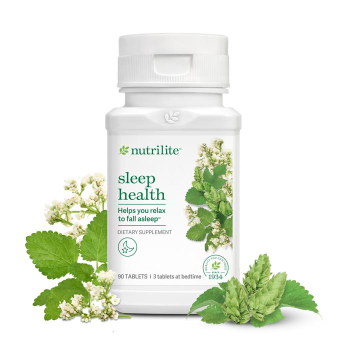 Amway Nutrilite Sleep Health Tablets 90 Count | Lemon Balm Hops Valerian | Plant-Based Formula | Lemon Balm Extract | Hops Ex