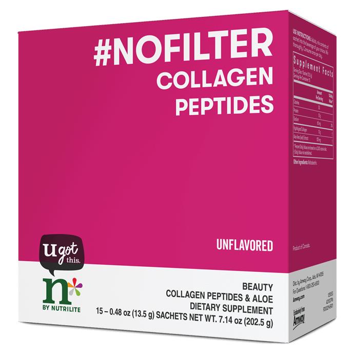 Amway n by Nutrilite No Filter Collagen Peptides Sachets 15 Pack | Collagen Peptides Powder | 15 Sachets | Collagen Drink Mix | Aloe Vera | Lemon Flavor | Nutrilite Collagen | Individual Sachets | Ready to Mix | Original Formula for Adults | 13 g Collagen