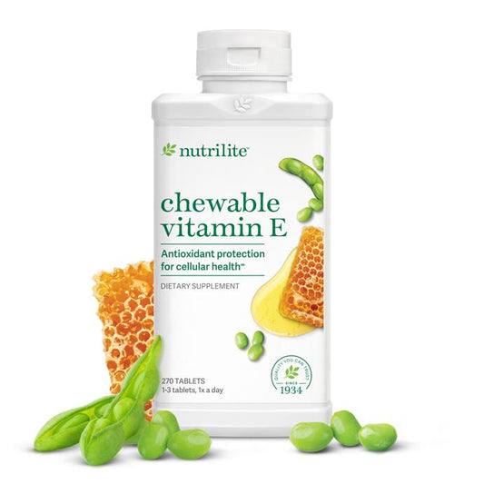 Amway Nutrilite Chewable Vitamin E 270 Tablets | Vitamin E with Plant-Based Lecithin | Maple Walnut Honey Flavor | Chewable Vitamin E Tablets | 270 Tablets | Lecithin | Nutrilite Vitamin E | Chewable Formula | Original Formula for Adults | Maple