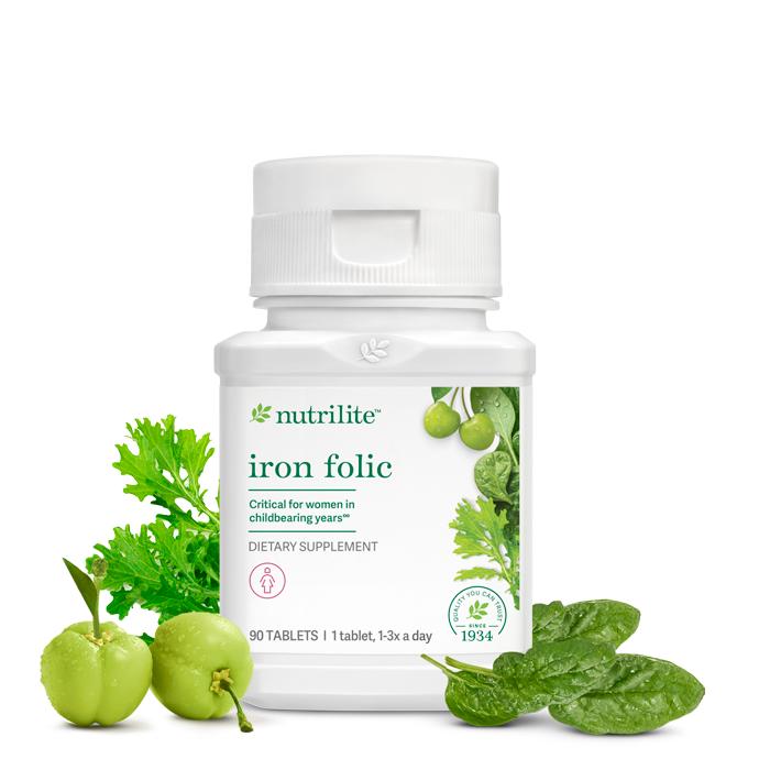 Amway Nutrilite Iron & Folic Acid Tablets 90 Count | Iron Folic Acid Nutrient Formula | Iron with Folic Acid for Daily Nutrit