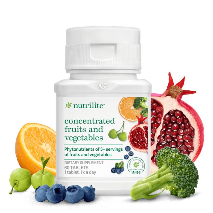 Amway Nutrilite Concentrated Fruits & Vegetables 60 Tablets | Plant-Based Phytonutrient Blend | Fruit & Vegetable Concentrates | Plant Nutrients | 60 Tablets | Nutrilite Concentrated Fruits & Vegetables | Original Formula for Adults | Plant-Based Formula.
