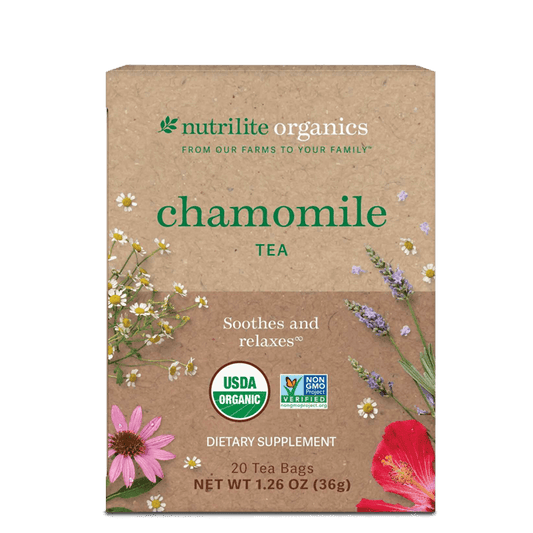 Amway Nutrilite Organics Chamomile Tea 20 Servings | Chamomile Lavender Herbal Tea | Organic Botanicals | Caffeine-Free | Vegan | Chamomile Tea Bags | Lavender Flavor | 20 Servings | Herbal Beverage | Organic Tea Blend | Nutrilite Organics Tea