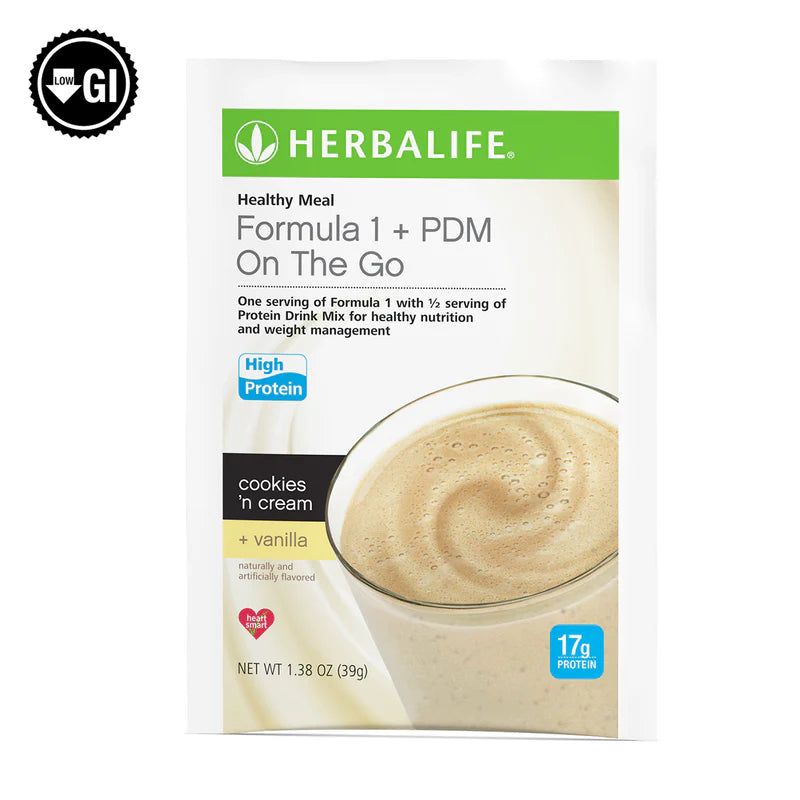 Formula 1 + PDM On The Go – High-Protein Meal Pack with 17g Protein, 7 Convenient Ready-to-Mix Packets