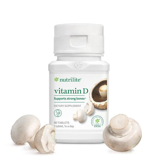 Amway Nutrilite Vitamin D 90 Tablets | Mushroom-Based Vitamin D with Vitamin K2 | Vitamin D Tablets | Mushroom Ingredients | 