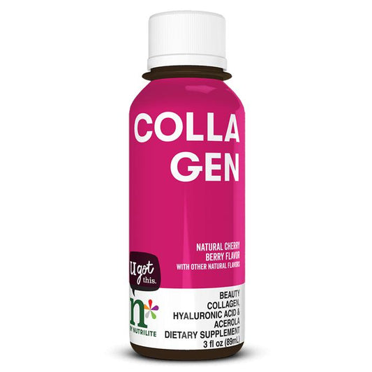 Amway n by Nutrilite Collagen Shots 9 Pack | Liquid Collagen Drink with Vitamin C | Cherry Berry Flavor | 3 fl oz Single-Serve Bottles | Ready-to-Drink | Collagen Beverage | 9 Bottles | Portable Pack Size | Original Formula for Adults | Nutrilite Collagen