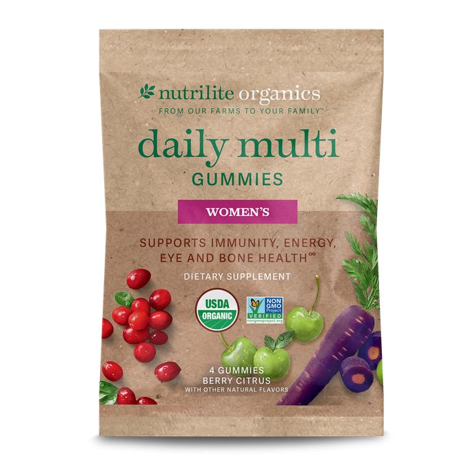 Amway Nutrilite Organics Women’s Daily Multi Gummies 10 Packs | Organic Multivitamin Gummies with Plant Nutrients | Women’s Daily Multi | Mixed Berry Flavor | Pectin Gummies | Individual Packs | Nutrilite Organics Gummies | 10 Sample Packs | Berry Flavor.