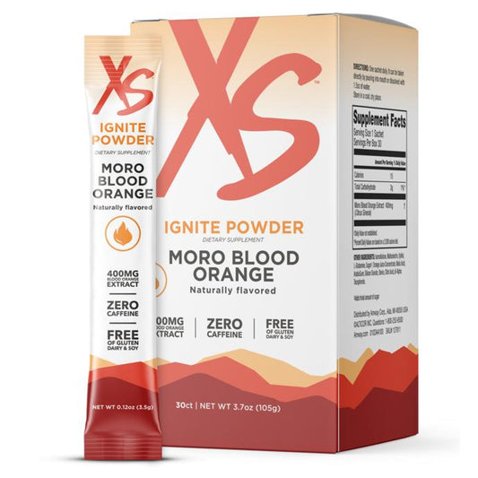 Amway XS Ignite Powder Moro Blood Orange 30 Stick Packs | Moro Blood Orange Flavor | Drink Mix | Powder Beverage | 30 Stick Packs | Blood Orange | XS Ignite | Original Formula | Individual Stick Packs | Citrus Flavor | Ready-to-Mix Drink | XS Product