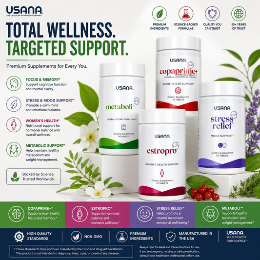 USANA Thrive Menopause Support Pack | USANA Targeted Wellness Bundle | CopaPrime+ | EstroPro | Stress Relief Focus & Memory |