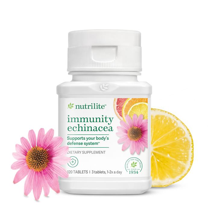 Amway Nutrilite Echinacea Immune Support Tablets 120 Count | Echinacea Extract | Acerola Cherry | Plant-Based Formula | Echin