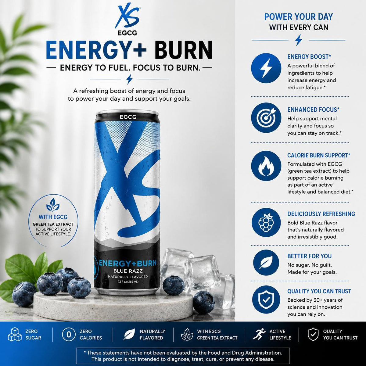Amway XS Energy+ Blue Razz | Zero Sugar Energy Drink | 12 oz | 12 Cans | Blue Razz Energy Drink | XS Energy+ Beverage | Zero Sugar Beverage | Amway XS Energy+ Drink | 12 Can Pack | Blue Razz Flavor | XS Energy+ 12 oz Cans | 12 Can Pack | Energy Drink Cans