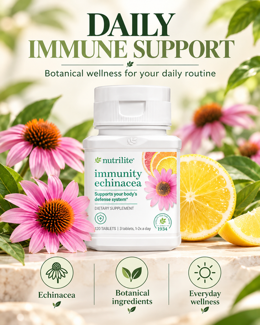 Amway Nutrilite Immunity Echinacea 120 Tablets | Farm-Grown Echinacea Extract | Plant-Based Formula | Echinacea Tablets | Nutrilite Echinacea | 120 Tablets | Botanical Ingredients | Vegetarian | Gluten Free | Original Formula for Adults | Nutrilite
