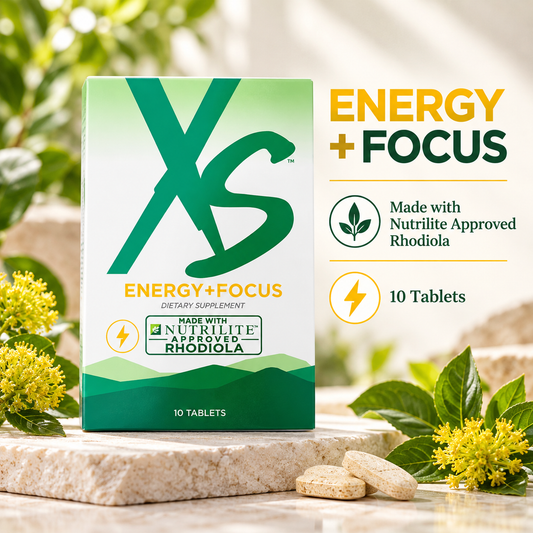 Amway Nutrilite XS Energy Focus Tablets 30 Count | Caffeine B Vitamins Dietary Supplement Daily Wellness Energy Support Focus Support Essential Nutrients Cellular Nutrition Daily Nutrition Nutritional Wellness