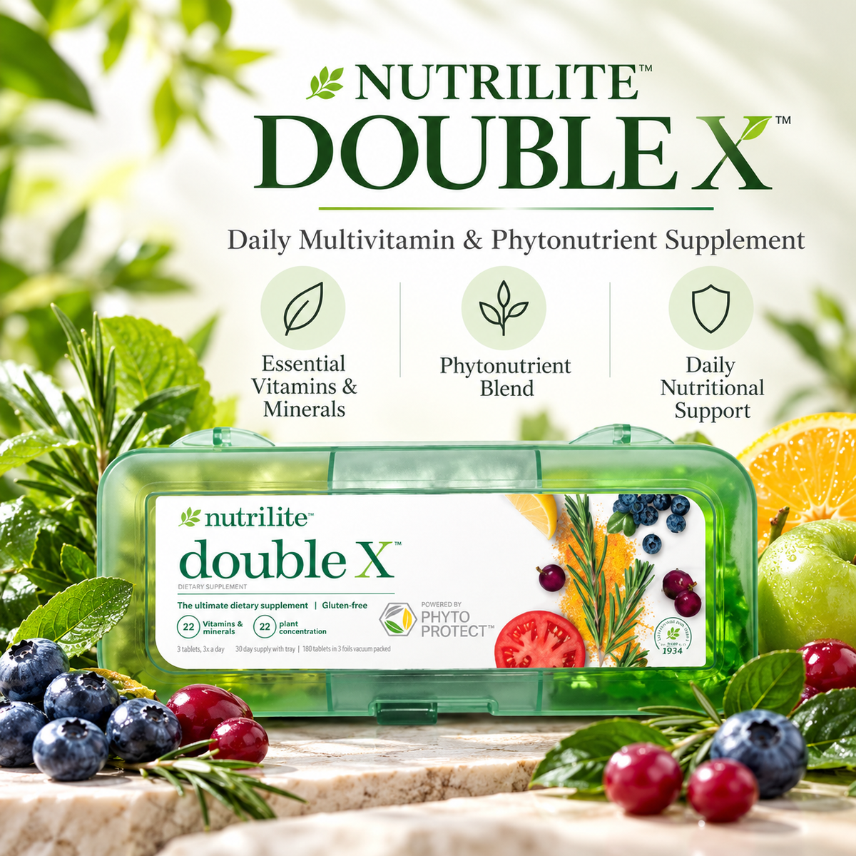 Nutrilite Double X Vitamin, Mineral & Phytonutrient Supplement 186 Tablets, 31-Day Multivitamin System, 3-Compartment Daily Pack, Daily Nutrition Support, Antioxidant Formula, Adult Wellness Supplement