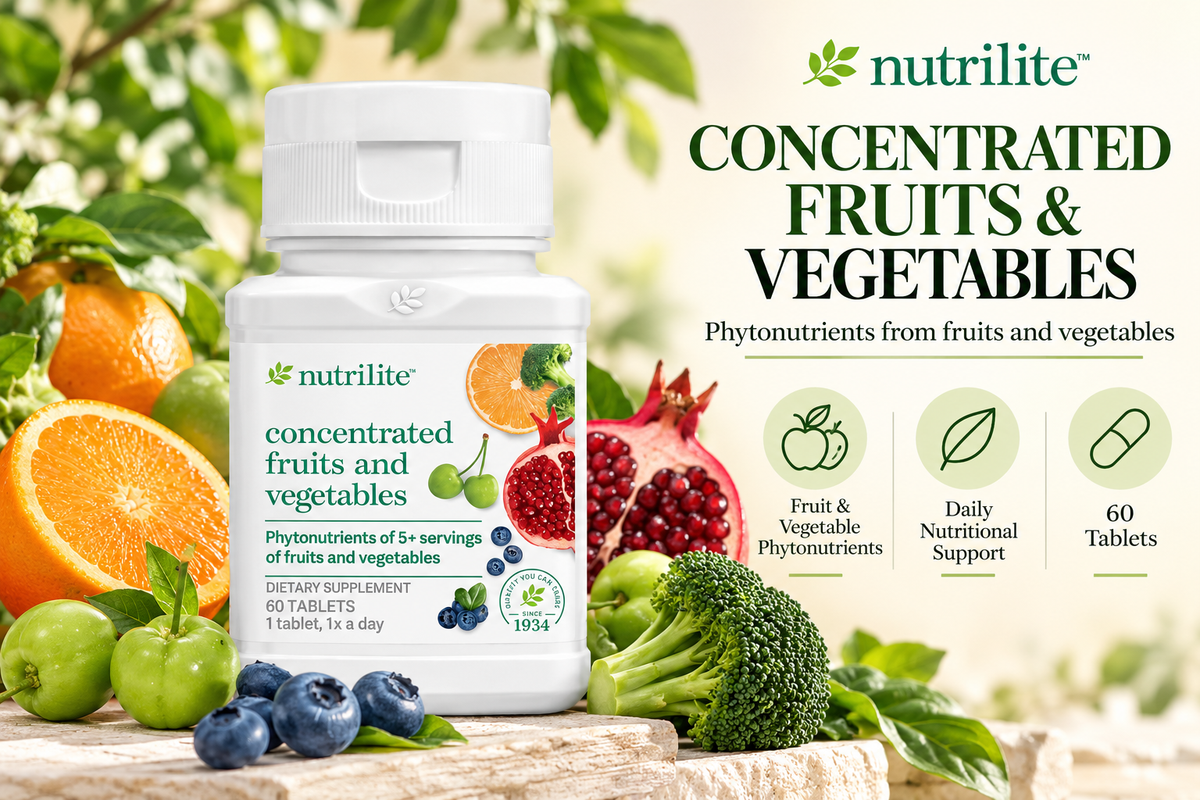 Amway Nutrilite Concentrated Fruits & Vegetables 60 Tablets | Plant-Based Phytonutrient Blend | Fruit & Vegetable Concentrates | Plant Nutrients | 60 Tablets | Nutrilite Concentrated Fruits & Vegetables | Original Formula for Adults | Plant-Based Formula.