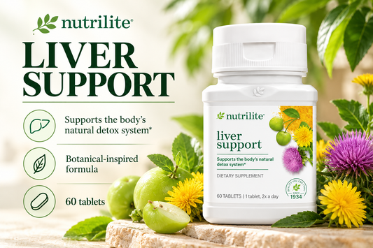 Amway Nutrilite Liver Support Tablets 60 Count Plant-Based with Milk Thistle Turmeric Extract Dandelion Root Acerola Cherry Citrus Bioflavonoid Lemon Bioflavonoid Lactose Free No Artificial Colors Flavors Preservatives NSF Certified Halal Certified Daily