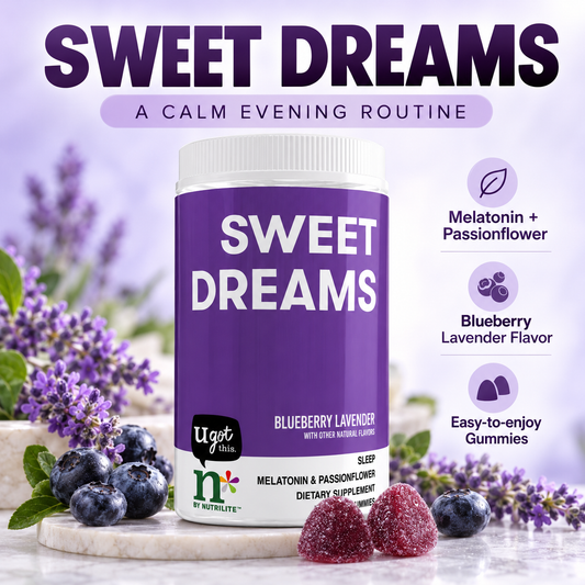 Amway n by Nutrilite Sweet Dreams Sleep Gummies 30 Servings | Melatonin & Passionflower | Blueberry Lavender Flavor | Pectin Gummies | 30 Gummies | Individual Gummies | Nutrilite Sweet Dreams | Original Formula for Adults | Nighttime Product | 30 Servings